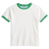 Bella Bliss Pima Ringer Tee in Ivory With Green