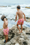 Bermies Tahiti Boys Swimsuit In Pink Floral